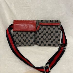 Authentic Gucci GG canvass belt bag